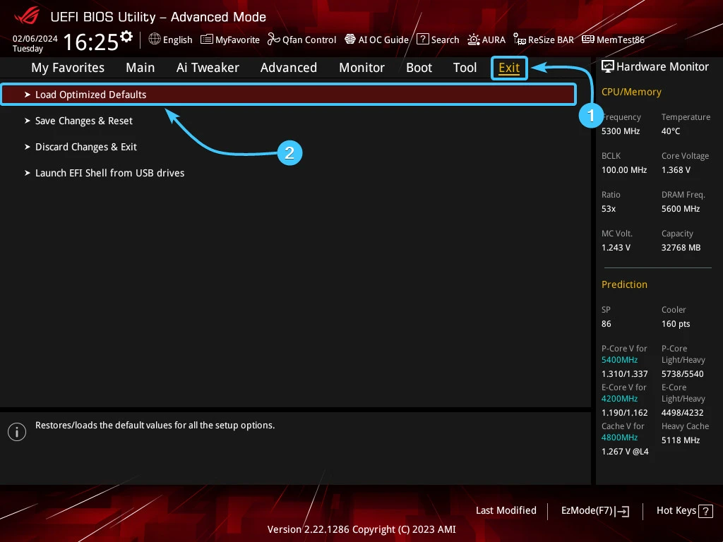 ضبط الاعدادات الافترضية BIOS