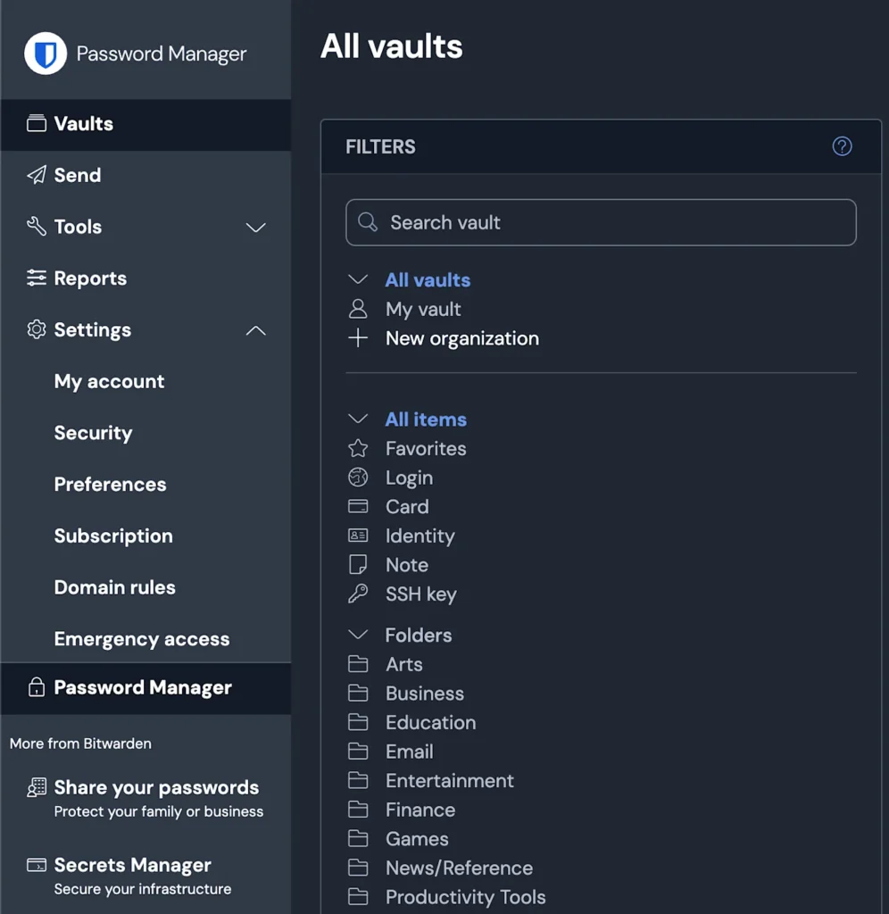 Bitwarden مدير كلمات المرور